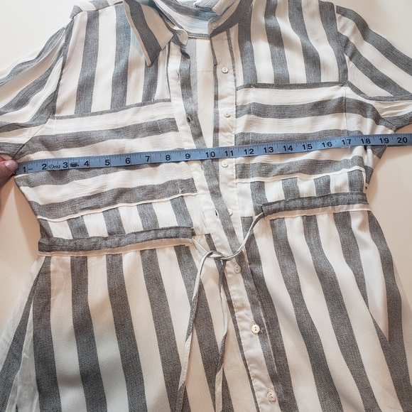 Love Notes Women's Strip Button Up Roll Tab Long Sleeve Shirt Dress - Picture 5 of 8